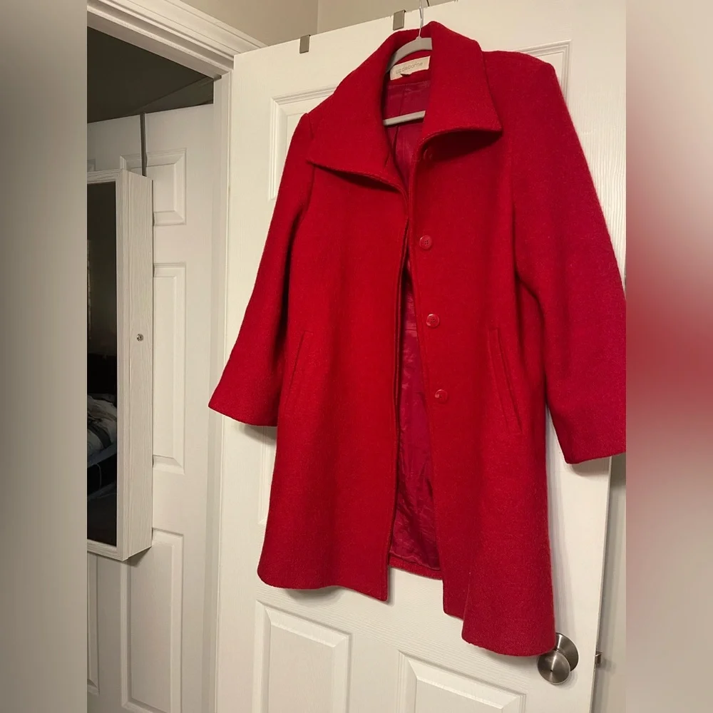 Red Wool Liz Claiborne Coat - Picture 1 of 9